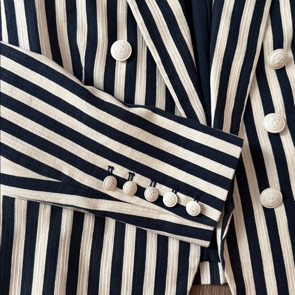 L'AGENCE Striped Blazer in Navy and Cream - Picture 4 of 8